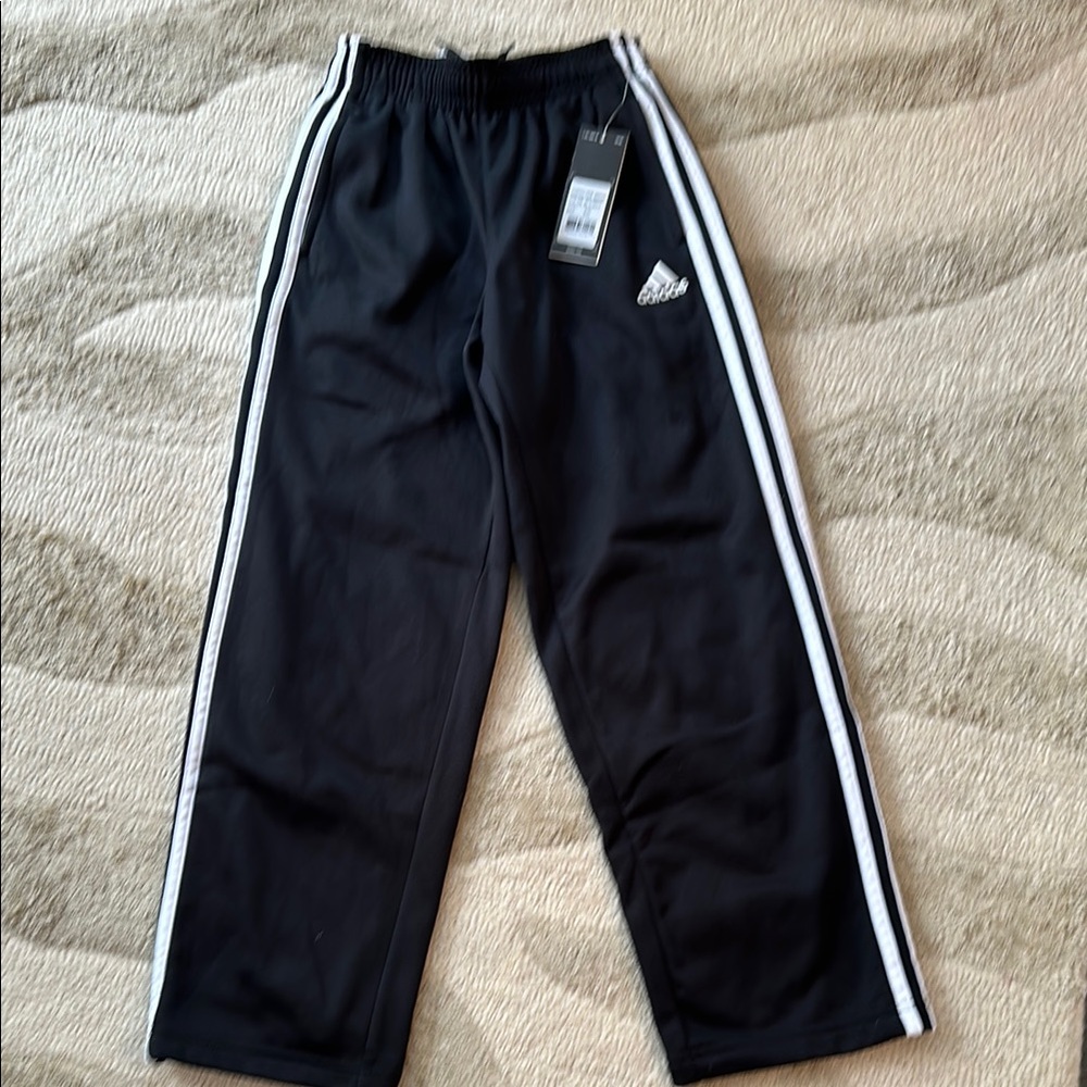 Adidas Black Track Pants with White Stripes